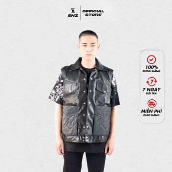 Áo gile chất da PU cao cấp phong cách SNAZZY LEATHER GILE