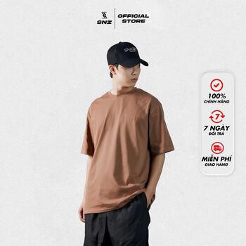Áo thun nam cổ tròn vải cotton dày dặn tay ngắn SNAZZY NÂU ĐÁ