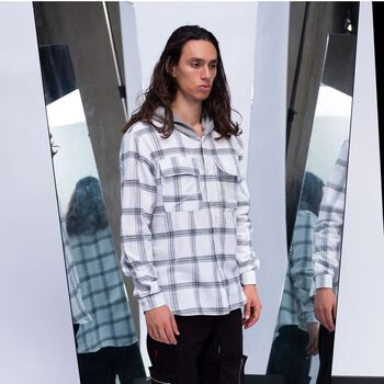 Áo Khoác ZOMBIE® Plaid Hoodie In B.White