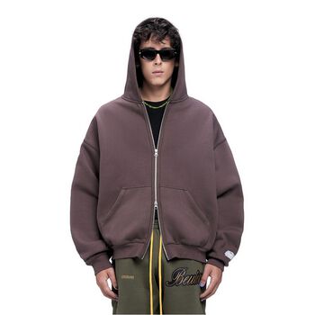 BEUTER® MOCHA BOXY ZIP HOODIE