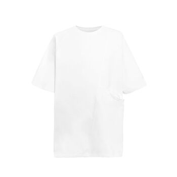 Cream White Diagonal Hidden Pocket T-Shirts
