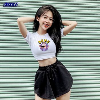 Áo croptop ôm Dont Kill My Vibe tay ngắn màu trắng - Please Croptop