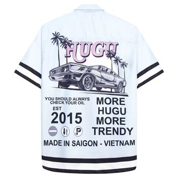 Áo sơ mi tay ngắn HUGU - Check your oil - chất vải satin thoáng mát - unisex