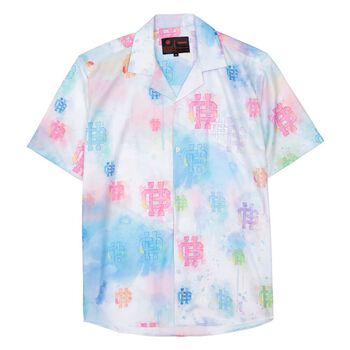 Áo sơ mi tay ngắn HUGU - Full color water - chất liệu satin - unisex