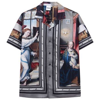 Áo sơ mi tay ngắn nam nữ Hugu - God 14 - Vải lụa thoáng mát