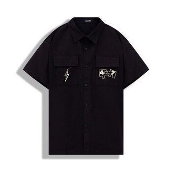 Áo sơ mi nam SWE PUZZLE SHIRT - Black/White kaki tay lỡ, phông rộng in họa tiết.