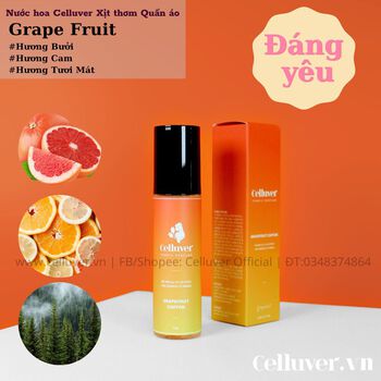 Nước Hoa Khử Mùi Quần Áo Celluver ✨Lưu Hương 8  Tiếng✨ Mùi Hương Bưởi + Cam Tươi Mát 70ml