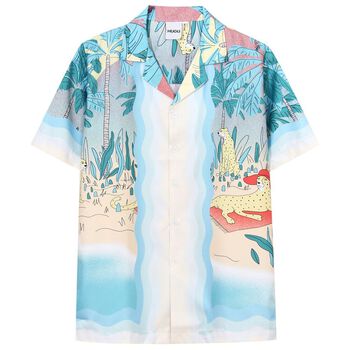 Áo sơ mi tay ngắn nam nữ Hugu - Sunbathing Leopard - vải lụa thoáng mát