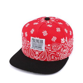 Nón Hiphop, mũ snapback Premi3r (SNOW PAISELY màu đỏ trắng)