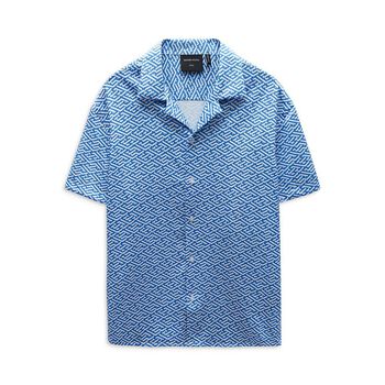 Áo Sơ Mi Nam Relaxed Blue Monogram , Chất Vải Cotton Blend Thoải Mái , SM006032,SOMEHOW