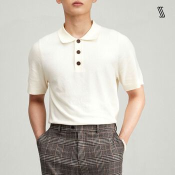 Áo thun polo nam SSSTUTTER cơ bản len thỏ mỏng phong cách hàn quốc MARCO POLO