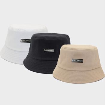Mũ bucket trơn LocalBrand vành cụp phong cách nam nữ unisex basic tag su nhiều màu BLACK MONKEY | Basic Rubber Tag