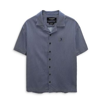 Áo Sơmi Linen Tay Ngắn Cổ Bẻ Sọc Relaxed-Fit