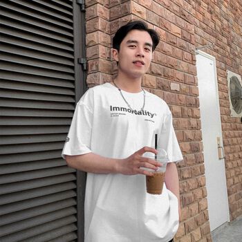 Áo thun tay lỡ form rộng màu trắng ONTOP Immortality Type Logo 2