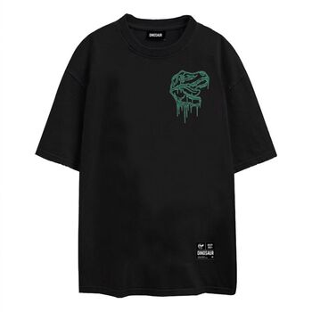Áo thun đen form rộng DINO$AUR 100% Cotton - BIG LOGO Tee