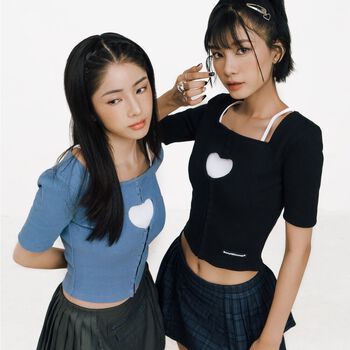 Set Áo Cardigan Tay Ngắn Cut-Out Trái Tim BunnyHill SSBL02