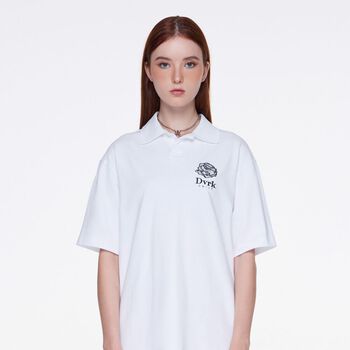 PRIVÉ GARDENIA EMBROIDERED POLO - WHITE