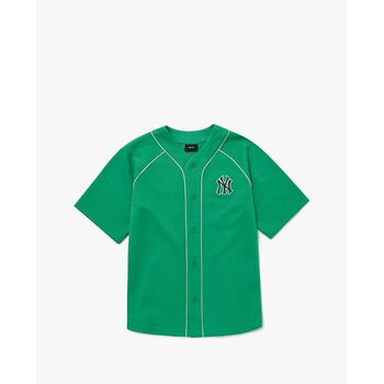 MLB - Áo sơmi bóng chày tay ngắn phối nút Cursive