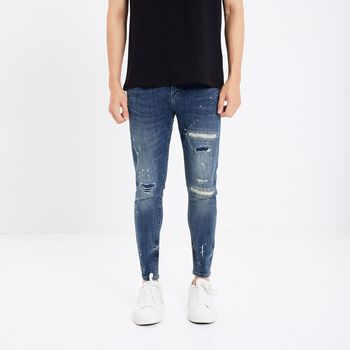 Quần Jean Skinny Dark Blue Heavy Rips