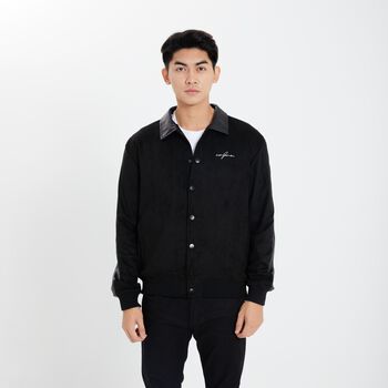 Áo Khoác Bomber Da Black Leather