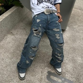 QUẦN JEAN ỐNG RỘNG NAM NỮ RÁCH AZIER