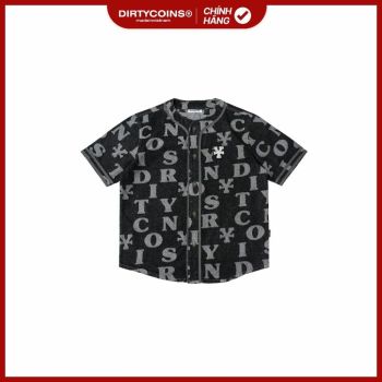 Áo DirtyCoins Letters Monogram Denim Jersey Shirt - Black