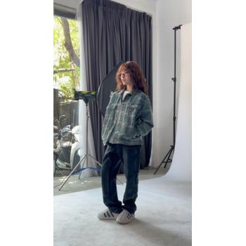 Áo Khoác DirtyCoins Frayed Logos Denim Jacket - Blue Wash