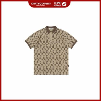 Áo Thun DirtyCoins Letter Pattern Polo Shirt - Cream/Brown