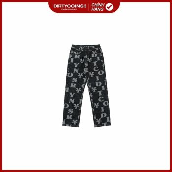 Quần DirtyCoins Denim Letter Monogram - Black