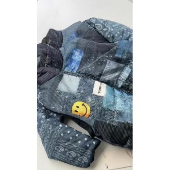 Áo khoác phao 2 cách mặc hiệu ứng in DENIM TOBI