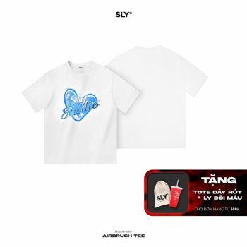 Áo thun cổ tròn SLY Airbrush màu trắng
