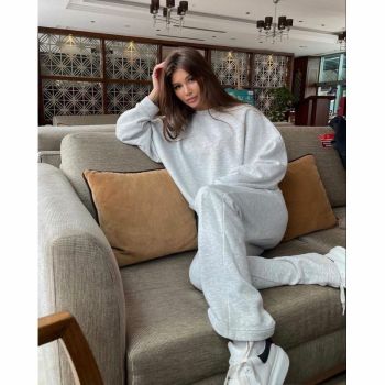 Bộ nỉ xám trơn dài basic