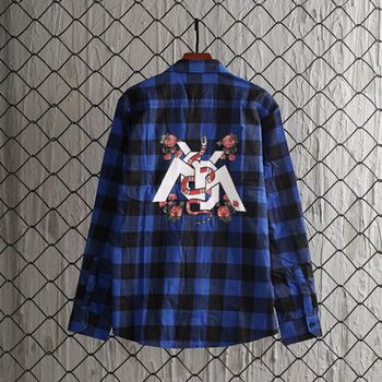 Áo Khoác Caro Flannel Rắn Xanh Dương