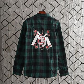 Áo Khoác Caro Flannel Rắn Xanh Rêu