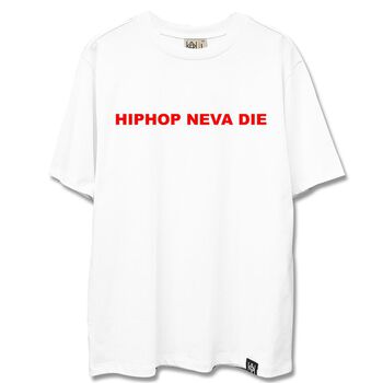 Áo thun chữ hip hop neva die đơn điệu màu đỏ - LIKA31082001 - trắng