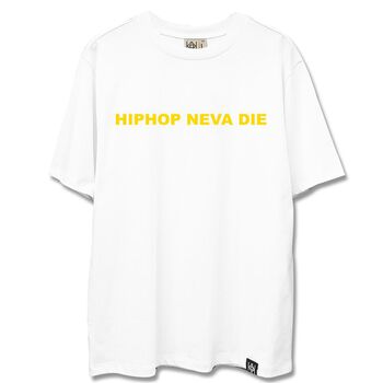 Áo thun chữ hip hop neva die đơn điệu màu vàng - LIKA31082001 - trắng