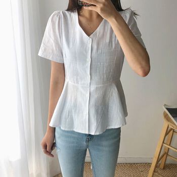 ÁO SƠ MI NỮ VAI BỒNG MÀU IVORY WAVE ENVYLOOK WAVE BLOUSE