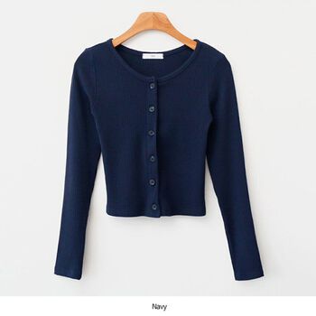 Áo Thun Ôm Cài Nút Màu Xanh Navy ENVYLOOK Corrugated Button Tee