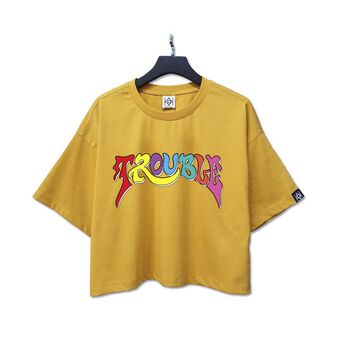 Áo croptop chữ trouble tan chảy màu sắc - LITH01092029  - Vàng