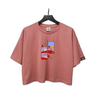 Áo croptop see you soon màu sắc dễ thương - LITH01092015  - Hồng