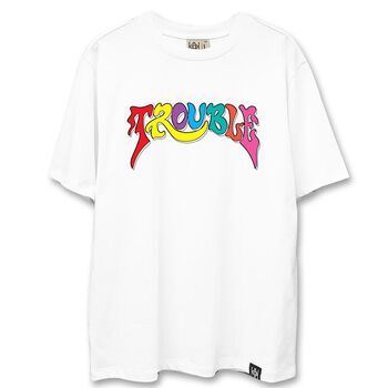 Áo thun chữ trouble tan chảy màu sắc  - LITH01092029 - trắng