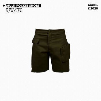 MULTI POCKET SHORT IN MOSSY GREEN
