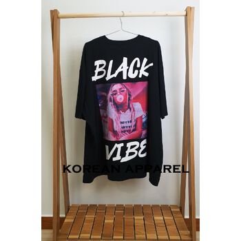 UNISEX OVERFIT BIG SIZE SHORT SLEEVE T-SHIRT BLACK VIBE