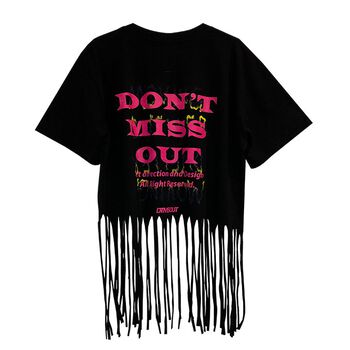 OVERSIZED FRINGED TEE black