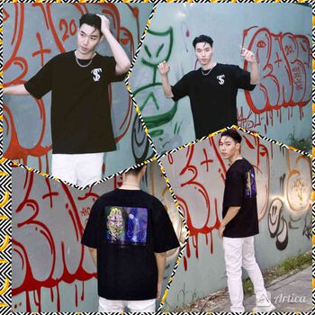 ST SANTI - TEE - LUMINESCENT HANDS BUDDHA - BLACK