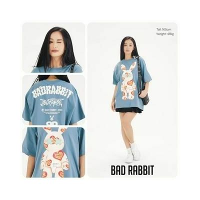 Áo Thun Unisex Bad Rabbit Heart Pattern Tee - Blue - Local Brand Chính Hãng