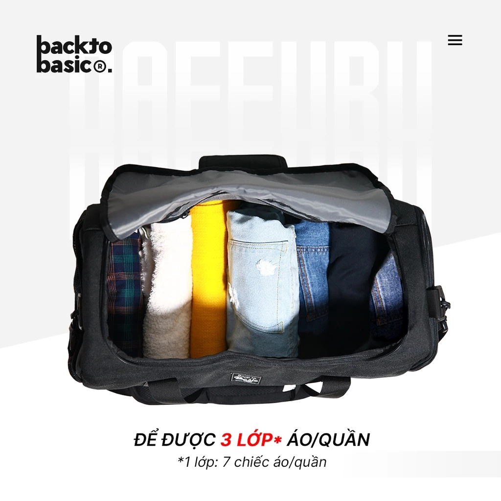Túi trống thể thao du lịch chống nước Back To Basic - DAFFURU có ngăn để giày