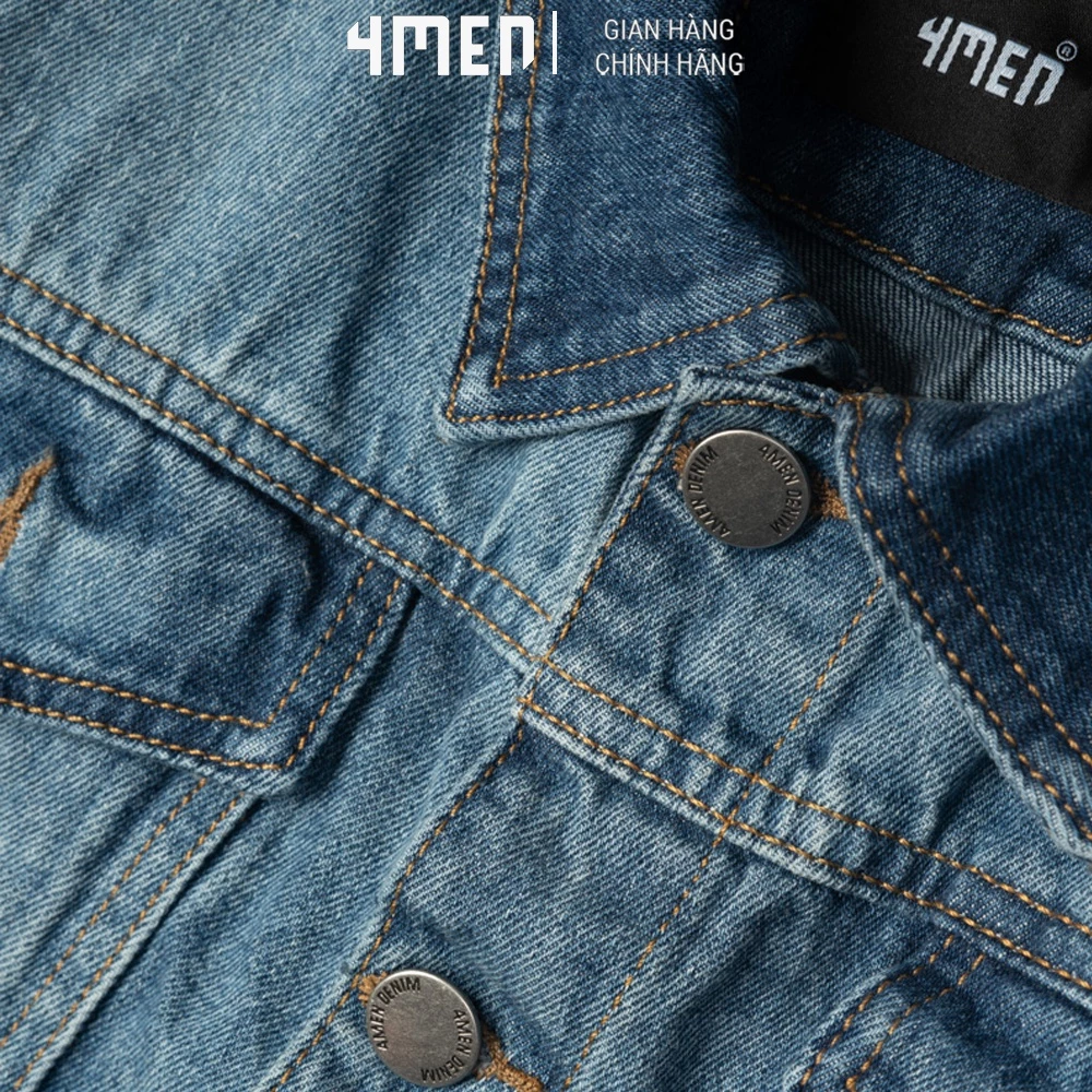 Áo Khoác Nam Jeans Regular 4MEN AK048 cá tính, phong cách, chống nắng, bền màu đẹp, hiện đại