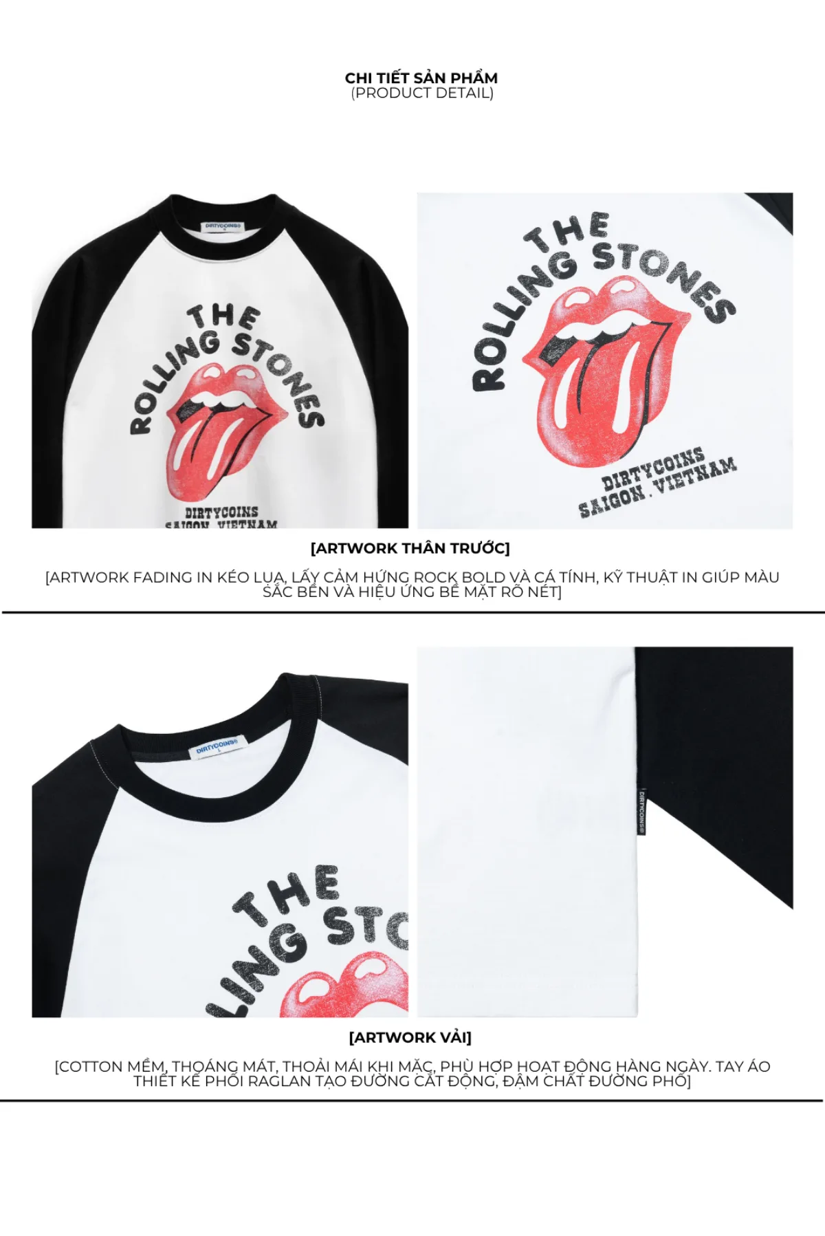 Áo Thun Tay Dài DirtyCoins Raglan Faded Print