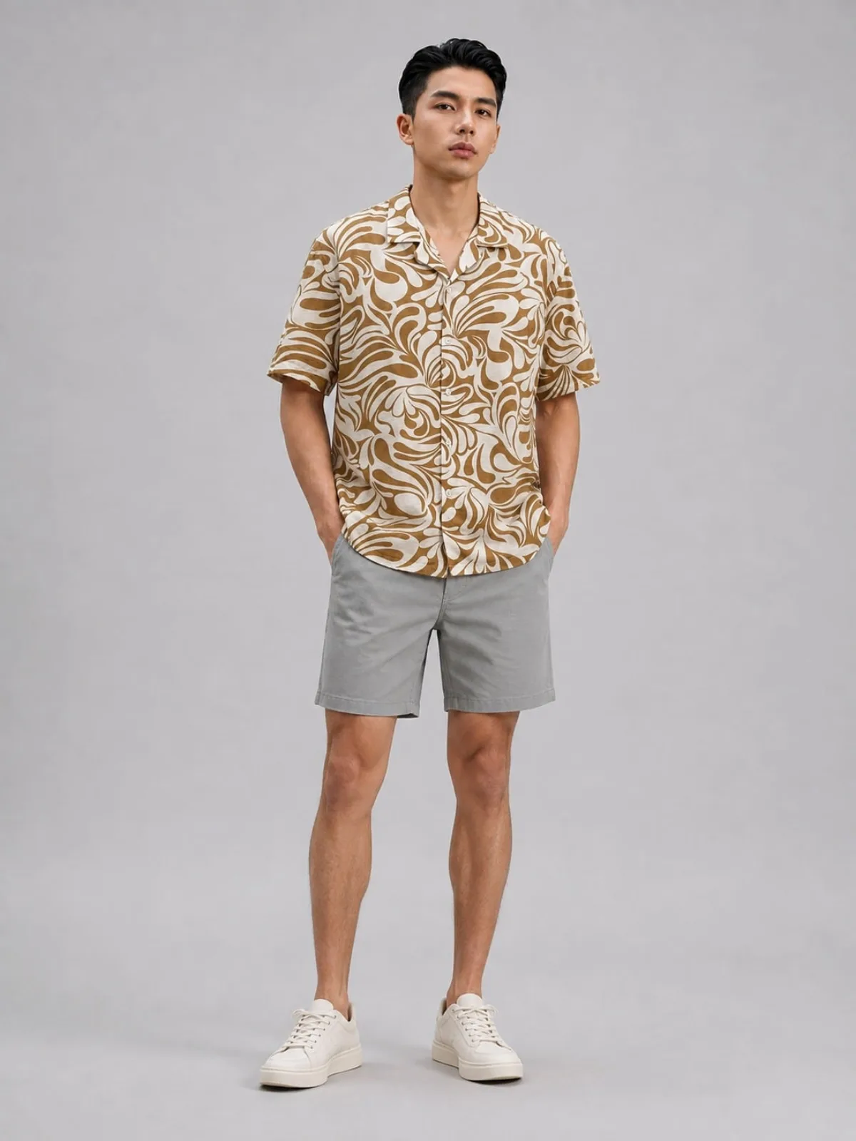 Áo Sơ Mi Nam ICONDENIM Tay Ngắn Cuban Whirling Petals Form Relaxed SMID0407